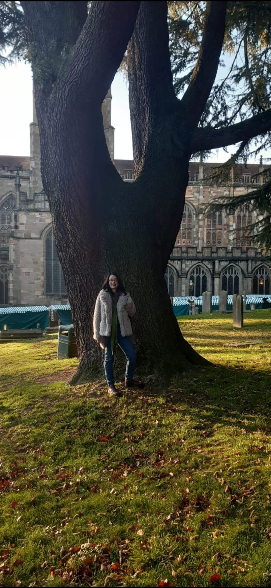 Rachel Taylor in the grounds of Winchester Cathedral